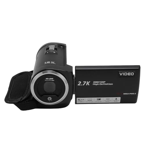 Digitale Videokamera Camcorder 50MP 2,7K HD 16x Digital Zoom 2,8 Zoll Rotation Bildschirm USB -Anschluss 1/4 -Zoll -Faden Travel (32GB) von Tbest
