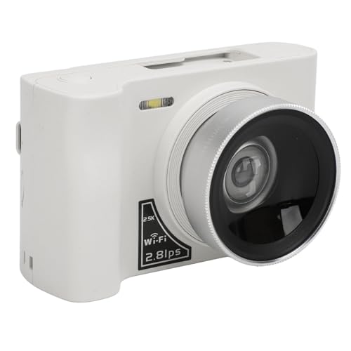 Digitalkamera, 2,5 K, 24 MP, 16-facher Digitalzoom, 1800 MAh, MP3-Spiele mit 2,88-Zoll-Bildschirm, WiFi, Spiegellose Kamera für Unterwegs (White) von Tbest