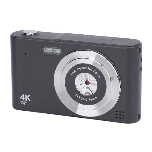 Digitalkamera 16x Zoom 4K 48MP 2,4 -Zoll -IPS -Bildschirm Anti -Shake -Video -Aufzeichnung Kompakte Digitalkamera mit Blitz für Reise (Black) von Tbest
