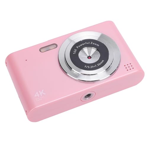 Digitalkamera 16x Zoom 4K 48MP 2,4 -Zoll -IPS -Bildschirm Anti -Shake -Video -Aufzeichnung Kompakte Digitalkamera mit Blitz für Reise (PINK) von Tbest