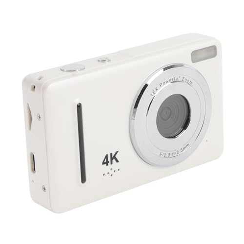 Digitalkamera 4K 64MP Tragbare Kompakte Reisebereich -Videokamera für Anfänger (White) von Tbest