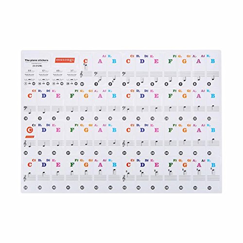 Noten Aufkleber Keyboard,Klavier Aufkleber 61/88 Tasten Keyboard Aufkleber Noten Piano Stickers Transparent Abnehmbare Klaviertaste Bord Aufkleber Für 61/88 Key Elektronische Klaviere Kinder Anfänger( von Tbest