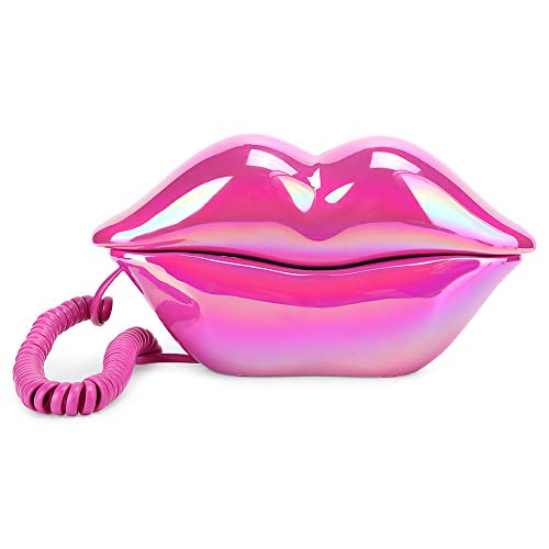 Pink Lips Corded Telephone Retro Lip Phone Home Red Vintage Cord Rotary Red Electroplating Modisches Lippentelefon Beflockung Retro Sexy Home Phone Dekoration Geschenk von Tbest