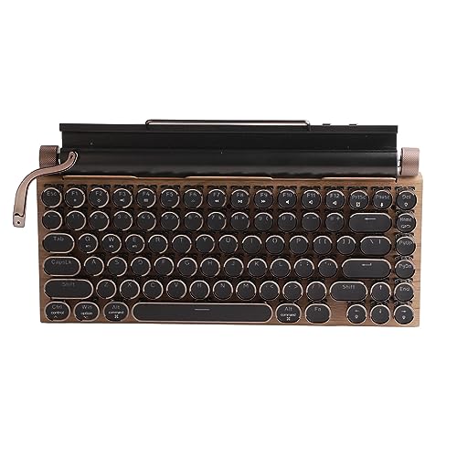 Schreibmaschinentastatur, 83 Tasten, Vintage, Kabelgebunden, Mechanische Tastatur, weiß, Rund, Holzmaserung, Farbe, Schreibmaschinentastatur, Mechanische Tastatur, Mechanische von Tbest
