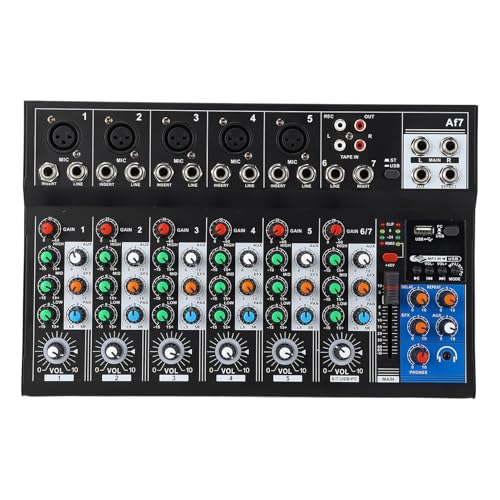 Sound Mixer Professional 7 Kanal BT USB -Schnittstelle LED -Indikator Leuchte Sound Mischkonsole Home Bühne Live -Streaming Sound Mixer Professional 7 Kanal BT USB -Schnittstelle LED -Indikator Leuchte Sound Mischkonsole Home Bühne Live -Streaming von Tbest