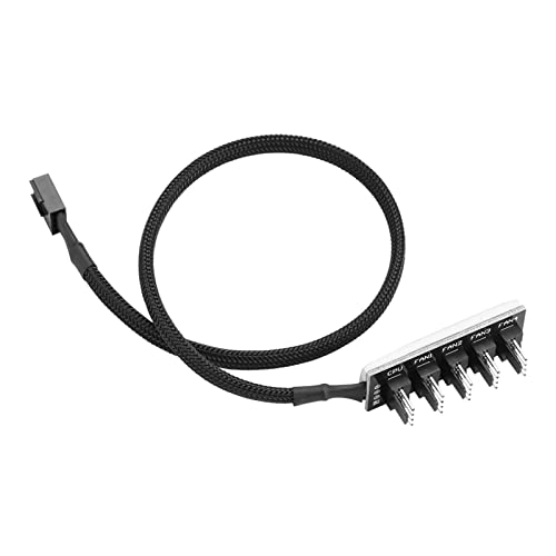 Tbest 5-Port-Lüfter-Hub, 5-Port-PC-4-Pin-PWM-CPU-Lüfter-Splitter-Hub-Adapter, Geflochtenes Kabel, 1 Buchse auf 5 Stecker von Tbest