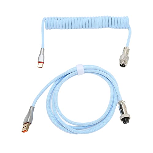 Tbest BleUSB-C-Kabel für TastaturGaming-TastaturkabelKeyboard Aries, Hanical Tastaturkabel Double Sve Custom Coiled Witetachable Metal Tion USB C to USB A Keyboard Contor Red (Blue) von Tbest