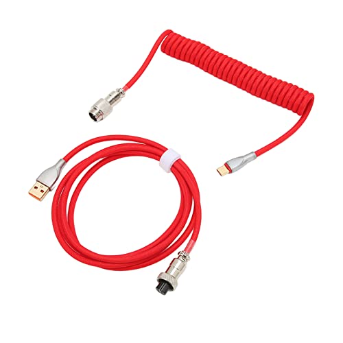 Tbest BleUSB-C-Kabel für TastaturGaming-TastaturkabelKeyboard Aries, Hanical Tastaturkabel Double Sve Custom Coiled Witetachable Metal Tion USB C to USB A Keyboard Contor Red (Rot) von Tbest