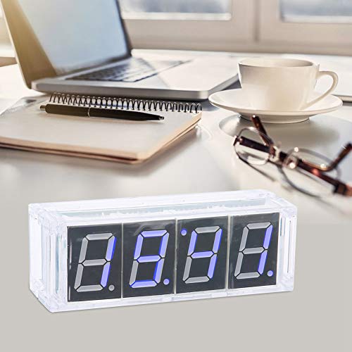 Tbest DIY-Digitaluhr-Kit DIY-Digital-LED-Uhr-Kit Automatische Zeit- und Temperaturanzeige Elektronische DIY-Kit-Uhr (Blau) von Tbest