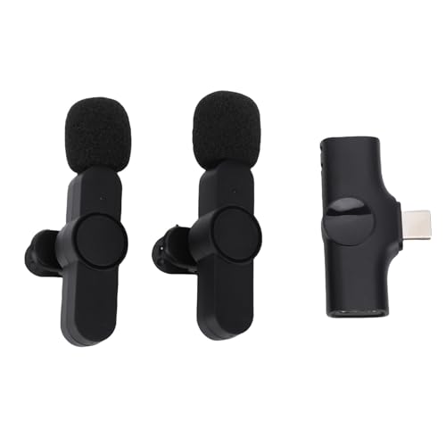 Tbest Dual Wireless Lavalier -Mikrofon -Rauschunterdrückungsmikrofon für Videoaufnahmen Vlogging Interview Live -Streaming ABS -Material 2,4 GHz Frequenzband Lithium -Ionen -Batterie von Tbest