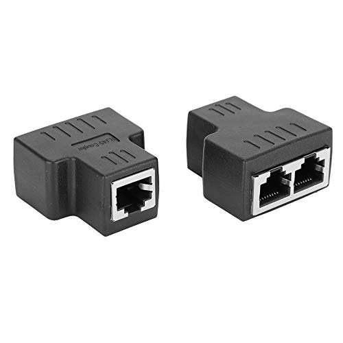 Tbest LAN Hub, 2Pcs Ethernet-Kabeladapter 1-In-2-Out-Rj45-Buchse,LAN-Anschluss,Kabelverlängerung,Splitter Für Internetkabel,Schwarz,Schalter von Tbest