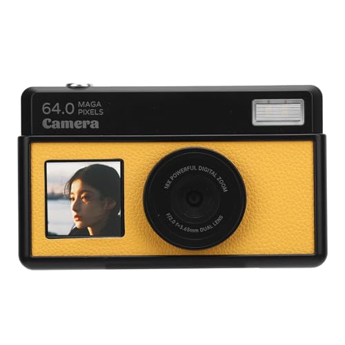 Tbest Retro Digitalkamera 4K 68MP 18x Zoom Autofokus 2,8 Zoll Bildschirm mit Mehreren Filtern und LED -Fülllicht (Gelb Schwarz) von Tbest