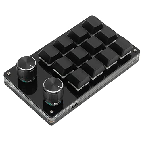 Tbest ro Keyboard, Tastatur programmierbar,Makro-Tastatur Makro-Einhand-Makro-mechanische Tastatur 12-Tasten-Multifunktions-DIY-programmierbare Tastatur für Office Gaming Lab (Schwarz) von Tbest