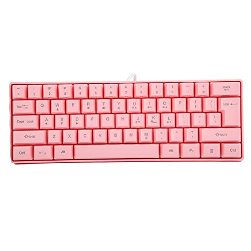 V700 RGB-Tastatur mit Hintergrundbeleuchtung, Gaming, USB, 61 Tasten, Kabelgebunden, Mechanisch, Beleuchtet, Gamer, Rosa, Gaming-Tastaturen von Tbest