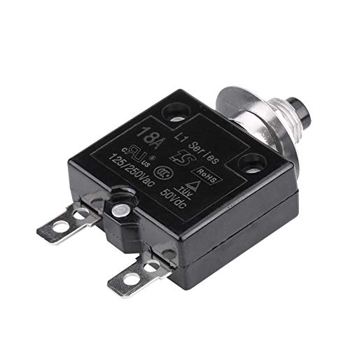 Tbest Thermoschalter 18A, Manueller Reset, Leistungsschalter, Stromkreisunterbrecher, Schutzschalter, Plattenmontage, Standard, Überstromschutz von Tbest