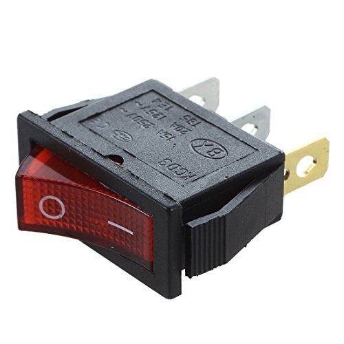 Tbkoeudhg Wippschalter, On-Off, zweipolig, 28 x 10 mm, 250 V, 15 A, Rot, 3 Klemmen von Tbkoeudhg
