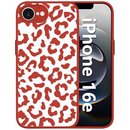 Tcaraersing Leoparden-Schutzhülle für iPhone 16e, verbesserter Vollkameraschutz, niedlicher Geparden-Druck, schlank, durchscheinend, matt, rot, Schutzhülle für Mädchen und Damen, iPhone 16e 6,1 Zoll Tcaraersing Leoparden-Schutzhülle für iPhone 16e, verbesserter Vollkameraschutz, niedlicher Geparden-Druck, schlank, durchscheinend, matt, rot, Schutzhülle für Mädchen und Damen, iPhone 16e 6,1 Zoll von Tcaraersing
