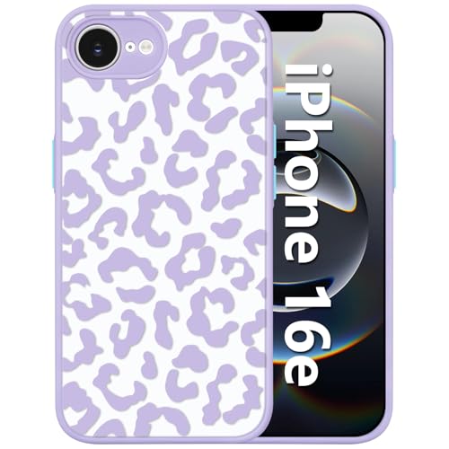 Tcaraersing Leoparden-Schutzhülle für iPhone 16e, verbesserter Vollkameraschutz, niedlicher Geparden-Druck, schlank, durchscheinend, matt, violett, Schutzhülle für Mädchen und Damen, iPhone 16e 6,1 Tcaraersing Leoparden-Schutzhülle für iPhone 16e, verbesserter Vollkameraschutz, niedlicher Geparden-Druck, schlank, durchscheinend, matt, violett, Schutzhülle für Mädchen und Damen, iPhone 16e 6,1 von Tcaraersing