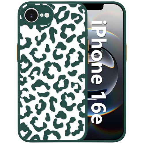 Tcaraersing Leoparden-Schutzhülle für iPhone 16e, verbesserter Vollkameraschutz, niedlicher Geparden-Druck, schlank, durchscheinend, mattgrün, Schutzhülle für Mädchen und Damen, iPhone 16e 6,1 Zoll Tcaraersing Leoparden-Schutzhülle für iPhone 16e, verbesserter Vollkameraschutz, niedlicher Geparden-Druck, schlank, durchscheinend, mattgrün, Schutzhülle für Mädchen und Damen, iPhone 16e 6,1 Zoll von Tcaraersing