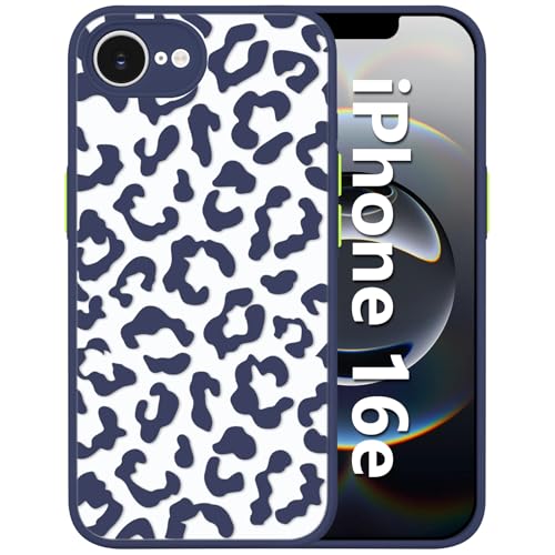 Tcaraersing Leoparden-Schutzhülle für iPhone 16e, verbesserter vollständiger Kameraschutz, niedlicher Geparden-Druck, schlank, durchscheinend, mattblau, Schutzhülle für Mädchen und Damen, iPhone 16e Tcaraersing Leoparden-Schutzhülle für iPhone 16e, verbesserter vollständiger Kameraschutz, niedlicher Geparden-Druck, schlank, durchscheinend, mattblau, Schutzhülle für Mädchen und Damen, iPhone 16e von Tcaraersing