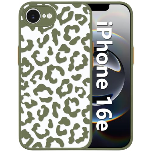 Tcaraersing Leoparden-Schutzhülle für iPhone 16e, verbesserter vollständiger Kameraschutz, niedlicher Geparden-Druck, schlank, durchscheinend, mattgrün, Schutzhülle für Mädchen und Damen, iPhone 16e Tcaraersing Leoparden-Schutzhülle für iPhone 16e, verbesserter vollständiger Kameraschutz, niedlicher Geparden-Druck, schlank, durchscheinend, mattgrün, Schutzhülle für Mädchen und Damen, iPhone 16e von Tcaraersing