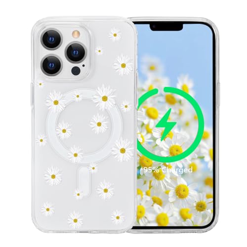 Tcaraersing Magnetische Schutzhülle für iPhone 13 Pro, Blumen-Design, kompatibel mit MagSafe-Blumenmuster, transparent, stoßfest, harte Rückseite aus Polycarbonat, weicher TPU-Rand, schlanke Hülle für Tcaraersing Magnetische Schutzhülle für iPhone 13 Pro, Blumen-Design, kompatibel mit MagSafe-Blumenmuster, transparent, stoßfest, harte Rückseite aus Polycarbonat, weicher TPU-Rand, schlanke Hülle für von Tcaraersing