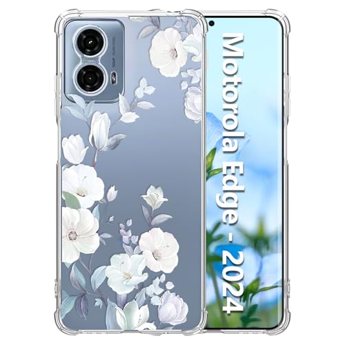 Tcaraersing Schutzhülle für Motorola Moto Edge 2024, transparent mit Blumenmuster, verbesserter vollständiger Kameraschutz, stoßfeste, stoßfeste Ecken, transparent, weiches TPU, schlankes Blumenmuster Tcaraersing Schutzhülle für Motorola Moto Edge 2024, transparent mit Blumenmuster, verbesserter vollständiger Kameraschutz, stoßfeste, stoßfeste Ecken, transparent, weiches TPU, schlankes Blumenmuster von Tcaraersing