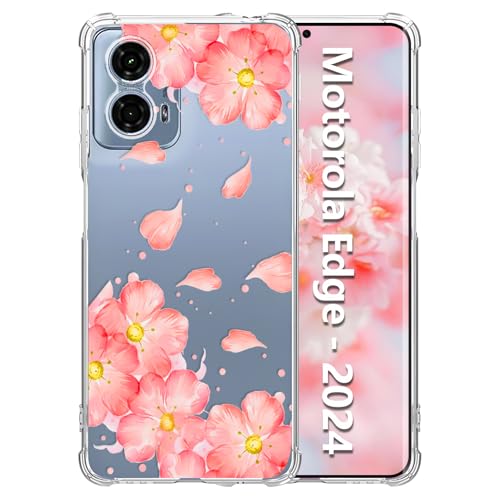 Tcaraersing Schutzhülle für Motorola Moto Edge 2024, transparent mit Blumenmuster, verbesserter vollständiger Kameraschutz, stoßfeste Ecken, transparent, weiches TPU, schlankes Blumenmuster, für Tcaraersing Schutzhülle für Motorola Moto Edge 2024, transparent mit Blumenmuster, verbesserter vollständiger Kameraschutz, stoßfeste Ecken, transparent, weiches TPU, schlankes Blumenmuster, für von Tcaraersing