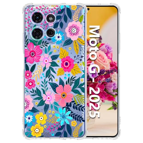 Tcaraersing Schutzhülle für Motorola Moto G – 2025, transparent mit Blumenmuster, verbesserter vollständiger Kameraschutz, stoßfeste, stoßfeste Ecken, transparent, weiches TPU, schlankes Blumenmotiv Tcaraersing Schutzhülle für Motorola Moto G – 2025, transparent mit Blumenmuster, verbesserter vollständiger Kameraschutz, stoßfeste, stoßfeste Ecken, transparent, weiches TPU, schlankes Blumenmotiv von Tcaraersing