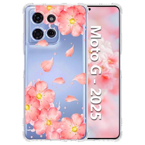 Tcaraersing Schutzhülle für Motorola Moto G – 2025, transparent mit Blumenmuster, verbesserter vollständiger Kameraschutz, stoßfeste Ecken, transparent, weiches TPU, schlankes Blumenmuster, für Tcaraersing Schutzhülle für Motorola Moto G – 2025, transparent mit Blumenmuster, verbesserter vollständiger Kameraschutz, stoßfeste Ecken, transparent, weiches TPU, schlankes Blumenmuster, für von Tcaraersing