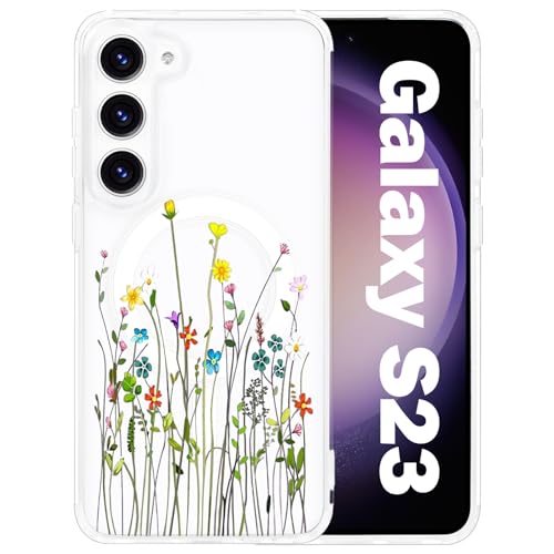 Tcaraersing Schutzhülle für Samsung Galaxy S23, Blume, magnetisch, kompatibel mit MagSafe, niedliches Blumenmuster, klar, stoßfest, Rückseite aus Polycarbonat, weiche TPU-Stoßstange, schlanke Hülle Tcaraersing Schutzhülle für Samsung Galaxy S23, Blume, magnetisch, kompatibel mit MagSafe, niedliches Blumenmuster, klar, stoßfest, Rückseite aus Polycarbonat, weiche TPU-Stoßstange, schlanke Hülle von Tcaraersing