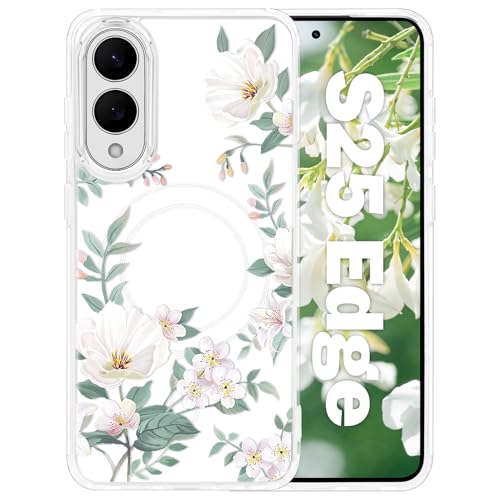 Tcaraersing Schutzhülle für Samsung Galaxy S25 Edge, Blumenmuster, transparent, stoßfest, harte Rückseite aus Polycarbonat, weicher TPU-Rand, schlanke Abdeckung für Mädchen, Damen, Teenager, Magnolie Tcaraersing Schutzhülle für Samsung Galaxy S25 Edge, Blumenmuster, transparent, stoßfest, harte Rückseite aus Polycarbonat, weicher TPU-Rand, schlanke Abdeckung für Mädchen, Damen, Teenager, Magnolie von Tcaraersing