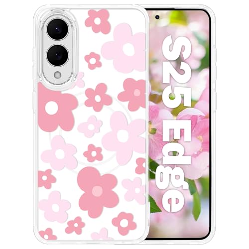 Tcaraersing Schutzhülle für Samsung Galaxy S25 Edge, Blumenmuster, transparent, stoßfest, harte Rückseite aus Polycarbonat, weicher TPU-Rand, schlanke Abdeckung für Mädchen, Damen, Teenager, Rosa mit Tcaraersing Schutzhülle für Samsung Galaxy S25 Edge, Blumenmuster, transparent, stoßfest, harte Rückseite aus Polycarbonat, weicher TPU-Rand, schlanke Abdeckung für Mädchen, Damen, Teenager, Rosa mit von Tcaraersing