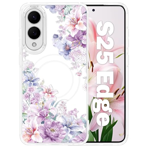 Tcaraersing Schutzhülle für Samsung Galaxy S25 Edge, Blumenmuster, transparent, stoßfest, harte Rückseite aus Polycarbonat, weicher TPU-Rand, schlanke Hülle für Mädchen, Damen, Teenager, Hortensie Tcaraersing Schutzhülle für Samsung Galaxy S25 Edge, Blumenmuster, transparent, stoßfest, harte Rückseite aus Polycarbonat, weicher TPU-Rand, schlanke Hülle für Mädchen, Damen, Teenager, Hortensie von Tcaraersing
