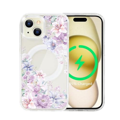 Tcaraersing Schutzhülle für iPhone 15, transparente Blume, magnetische Hülle, kompatibel mit MagSafe, Blumenmuster, stoßfest, transparent, PC-Rückseite, weicher TPU-Stoßfänger, schlank, dünn, Tcaraersing Schutzhülle für iPhone 15, transparente Blume, magnetische Hülle, kompatibel mit MagSafe, Blumenmuster, stoßfest, transparent, PC-Rückseite, weicher TPU-Stoßfänger, schlank, dünn, von Tcaraersing