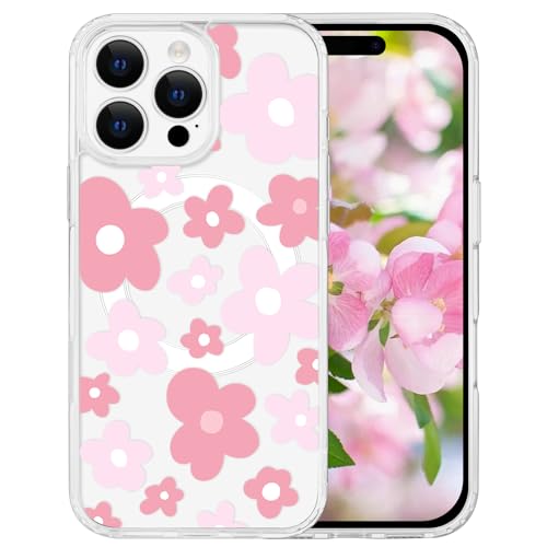 Tcaraersing Schutzhülle für iPhone 16 Pro, kompatibel mit MagSafe, Blumenmuster, magnetisch, stoßfest, harte Rückseite aus Polycarbonat, weicher TPU-Rand, schlanke Hülle für Mädchen und Damen, iPhone Tcaraersing Schutzhülle für iPhone 16 Pro, kompatibel mit MagSafe, Blumenmuster, magnetisch, stoßfest, harte Rückseite aus Polycarbonat, weicher TPU-Rand, schlanke Hülle für Mädchen und Damen, iPhone von Tcaraersing