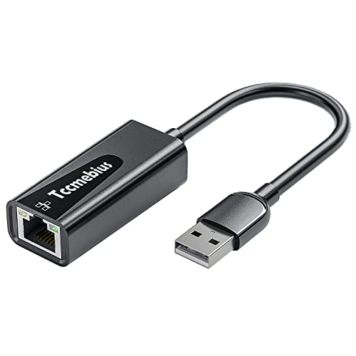 Tccmebius USB Ethernet Adapter, USB 2.0 auf 10/100 Ethernet LAN Netzwerk Kabelgebundener Adapter für MacBook, Surface Pro, Notebook PC, Kompatibel mit Windows7/8/10, Chrome OS, Linux (TCC-S20A-DE) von Tccmebius