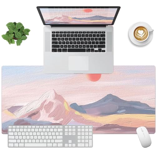 Tcdwla Gaming Mauspad XXL,Gaming Mousepad 900x400,Mauspad Anime,Schreibtischunterlage öLgemäLdekunst,Verbesserung der Genauigkeit und Geschwindigkeit, Für Computer, PC, Laptops (Rosa) von Tcdwla