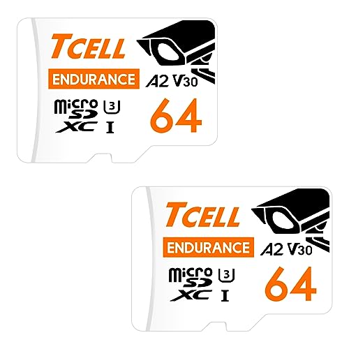 TCELL High Endurance microSDXC-Speicherkarte mit Adapter für Dashcams, Heimüberwachung, CCTV – A2, UHS-I U3, V30, 4K, Micro-SD-Karte, Lesen/Schreiben bis zu 100/80 MB/s, Full HD & 4K UHD Microsd, 2 von Tcell