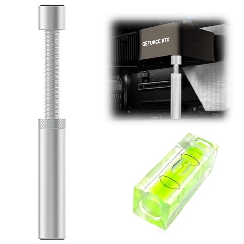 Tcnzdy 2 Pcs Grafikkarten Halterung Set, 72.5-111.5mm Höhenverstellbar Gpu Holder, Silbrig GPU-Durchhanghalterung für Grafikkartenständer with Mini Wasserwaage von Tcnzdy