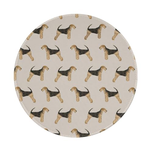 Tcoay Wasserdichtes Mauspad, rundes 8-Zoll-Mauspad, rutschfeste Gummibasis,Airedale Terrier Hund Tcoay Wasserdichtes Mauspad, rundes 8-Zoll-Mauspad, rutschfeste Gummibasis,Airedale Terrier Hund von Tcoay