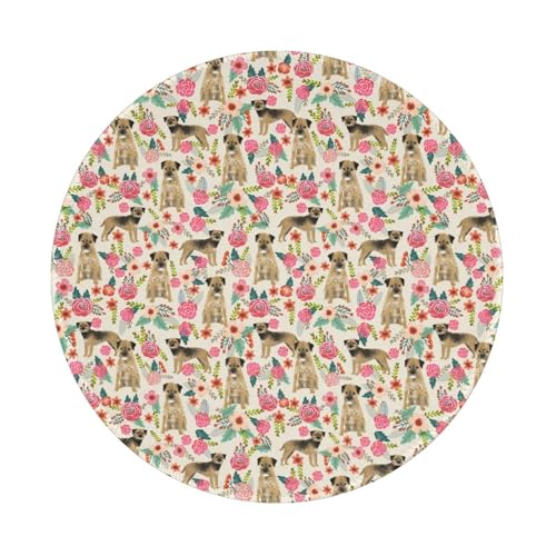 Tcoay Wasserdichtes Mauspad, rundes 8-Zoll-Mauspad, rutschfeste Gummibasis,Border Terrier Hund Vintage Blumen Tcoay Wasserdichtes Mauspad, rundes 8-Zoll-Mauspad, rutschfeste Gummibasis,Border Terrier Hund Vintage Blumen von Tcoay