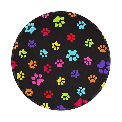 Tcoay Wasserdichtes Mauspad, rundes 8-Zoll-Mauspad, rutschfeste Gummibasis,Bunter Hunde- und Katzenpfotenabdruck Tcoay Wasserdichtes Mauspad, rundes 8-Zoll-Mauspad, rutschfeste Gummibasis,Bunter Hunde- und Katzenpfotenabdruck von Tcoay