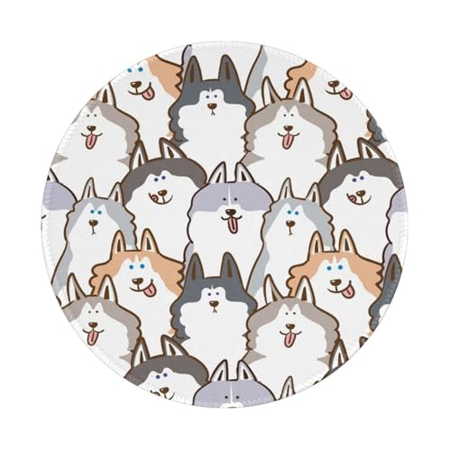 Tcoay Wasserdichtes Mauspad, rundes 8-Zoll-Mauspad, rutschfeste Gummibasis,Karikatur, sibirischer Husky, Hund Tcoay Wasserdichtes Mauspad, rundes 8-Zoll-Mauspad, rutschfeste Gummibasis,Karikatur, sibirischer Husky, Hund von Tcoay