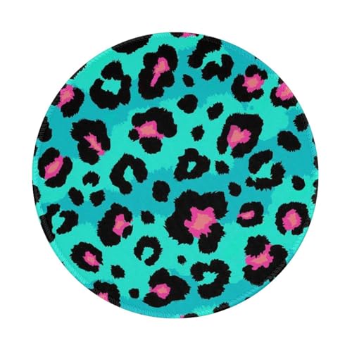 Tcoay Wasserdichtes Mauspad, rundes 8-Zoll-Mauspad, rutschfeste Gummibasis,Leopard von Tcoay
