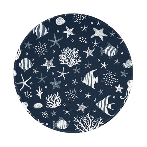 Tcoay Wasserdichtes Mauspad, rundes 8-Zoll-Mauspad, rutschfeste Gummibasis,Meerestiere Fische Seesterne Muscheln Cartoon Nautisches Sommerleben im Ozean Tcoay Wasserdichtes Mauspad, rundes 8-Zoll-Mauspad, rutschfeste Gummibasis,Meerestiere Fische Seesterne Muscheln Cartoon Nautisches Sommerleben im Ozean von Tcoay