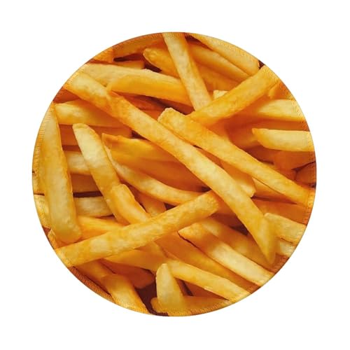 Tcoay Wasserdichtes Mauspad, rundes 8-Zoll-Mauspad, rutschfeste Gummibasis,Pommes Frites Burger Fast Food von Tcoay