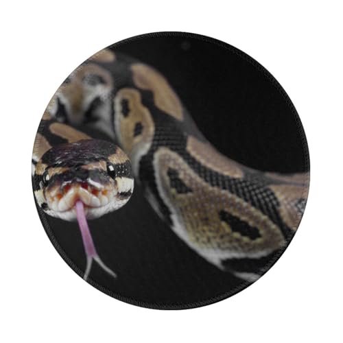 Tcoay Wasserdichtes Mauspad, rundes 8-Zoll-Mauspad, rutschfeste Gummibasis,Python-Schlange von Tcoay