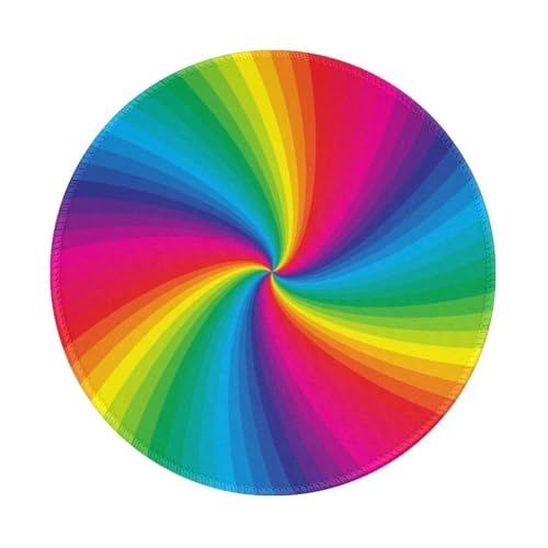 Tcoay Wasserdichtes Mauspad, rundes 8-Zoll-Mauspad, rutschfeste Gummibasis,Regenbogen Bunte Spirale Tcoay Wasserdichtes Mauspad, rundes 8-Zoll-Mauspad, rutschfeste Gummibasis,Regenbogen Bunte Spirale von Tcoay