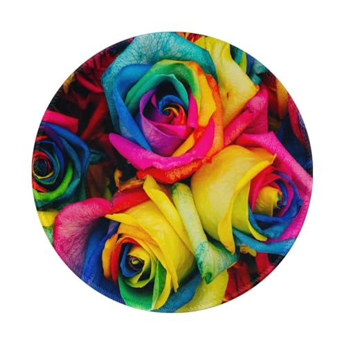 Tcoay Wasserdichtes Mauspad, rundes 8-Zoll-Mauspad, rutschfeste Gummibasis,Rosen mit Regenbogenblütenblättern Tcoay Wasserdichtes Mauspad, rundes 8-Zoll-Mauspad, rutschfeste Gummibasis,Rosen mit Regenbogenblütenblättern von Tcoay
